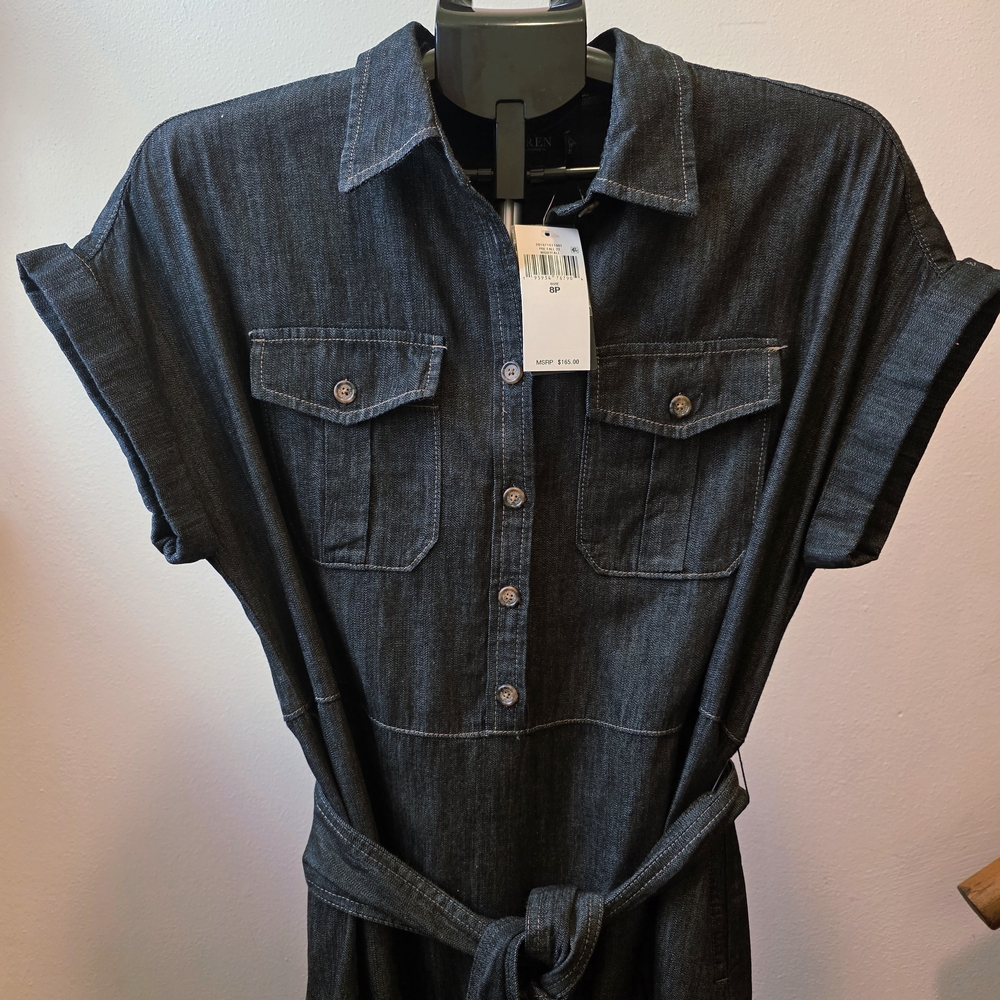 Lauren Ralph Lauren Petite Denim Short Sleeve Shirtdress In Nightfall Wash 8P - Picture 7 of 10